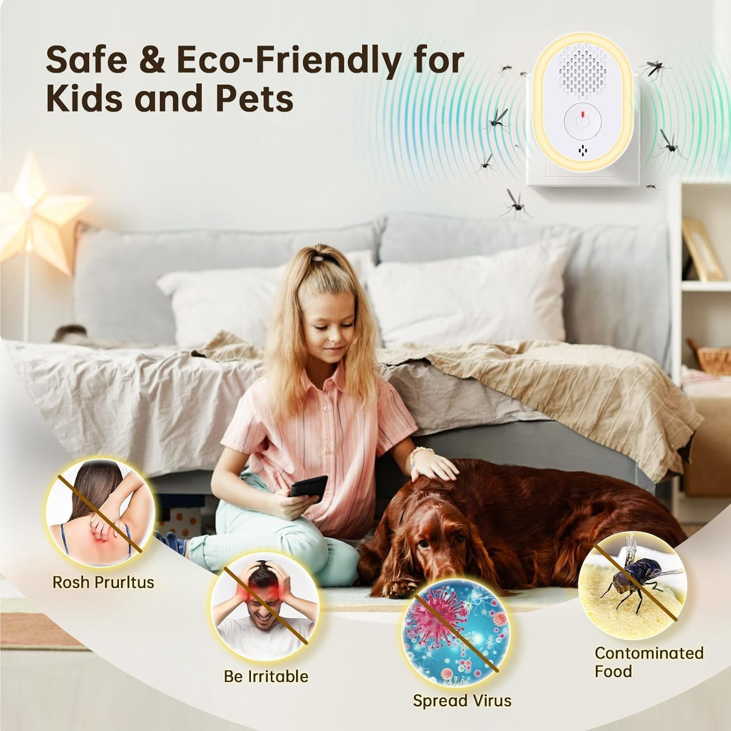 Ultrasonic Pest Repeller, Indoor Pest Repellent 6 Packs, Electronic Plug in Pest Control for Roach, Ant, Rodent, Mouse, Bugs, Mosquito, Spider Repellent for House, Garage, Warehouse