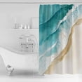thumbnail image 4 of Small Stall Shower Curtain 48x72 Inch Narrow Half Size Teal Waves Coastal Bath Curtains Bathroom Decor Summer Beach Nautical Ocean Waterproof Fabric Shower Curtain Set with Hooks 48 Inch, 4 of 6