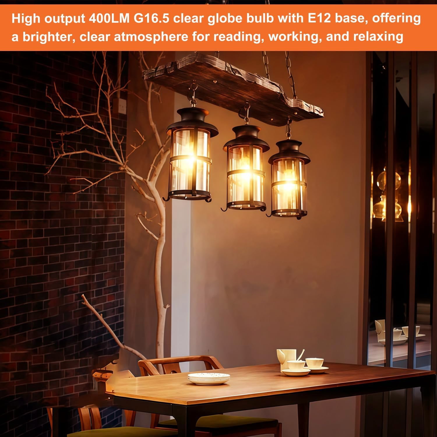 FEFEFW-G16.5 LED Bulb 60w Dimmable 2700k Warm White 5W 120V, 6 Pack High Output Led G16.5 Clear Globe Bulb, No Flicker G 16.5 Round Bulb E12 Candelabra Base Clear Glass for Indoor/Outdoor Lighting.