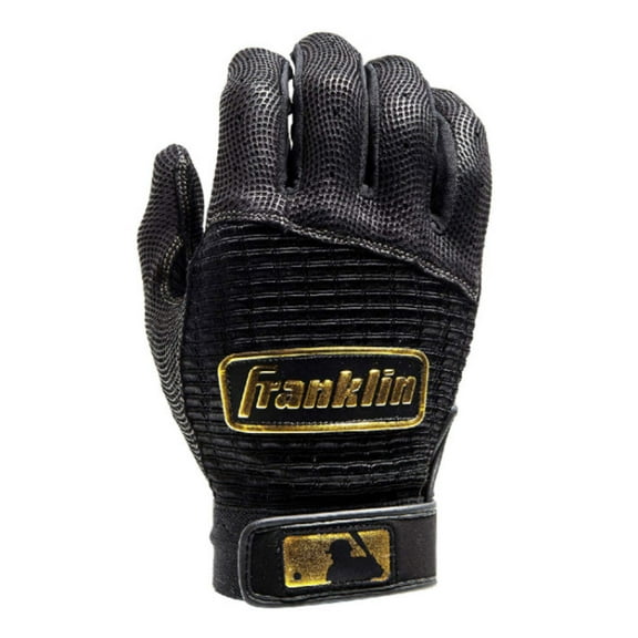 Franklin Sports Unisex Adult MLB Pro Classic Batting Gloves, Black/Gold
