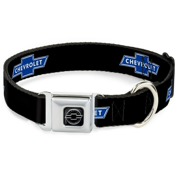 GM General Motors Pet Collar, Dog Collar Metal Seatbelt Buckle, Chevy Bowtie Logo Repeat, 11 to 16.5 Inches 1.0 Inch Wide