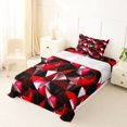 thumbnail image 3 of Castle Fairy Futuristic Cubes Triangle Facet Twin Sheets 3pcs,Minimalist Polygon Bedding,Scarlet Black Silver,1 Flat Sheet, 1 Fitted Sheet and 1 Pillowcase, 3 of 7