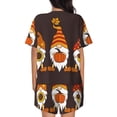 thumbnail image 6 of Fuzoiu Fall Gnomes Print Women's Short-Sleeved Pajama Set,Lounge Sleepwear Set,Womens Pajama Sets 2 Piece,Button-Up Top and Shorts with Pockets-Medium, 6 of 7