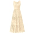 thumbnail image 1 of Vestido midi BTFBM para mujer, sin mangas, con ojales, color albaricoque, 1 of 9