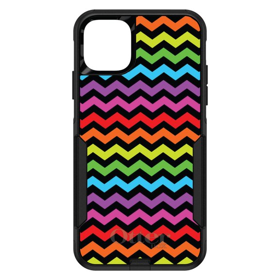 DistinctInk OtterBox Commuter Custom Case for Apple iPhone 15 (6.1" Screen) - Chevron Stripes Pattern - Slim Profile Design