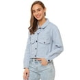 thumbnail image 2 of Campus Sutra Women Solid Stylish Winter Denim Jacket, 2 of 3