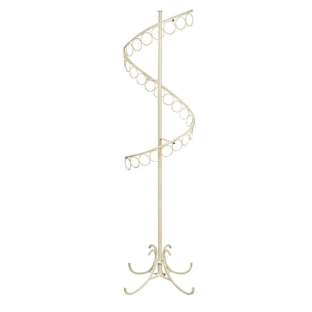 SSWBasics Boutique Ivory Spiral Scarf Organizer - Elegant Scarf Rack with 27 Rings - Premium Spiral Clothing Rack for Purse and Accessory Storage