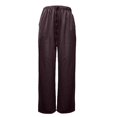 thumbnail image 4 of Women's Satin Wide Leg Pants, Low Rise Loose Fit Trousers, Casual Lounge Pants, Elastic Waist Silk Pants, Slinky Evening Pants, Going Out Bottoms Brown S, 4 of 4