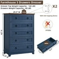 thumbnail image 3 of Joaxswe 5 Drawer Dresser Tall, Farmhouse Blue Chest of Drawers with Anti-Tip, Adult Large Storage for Bedroom, Hallway, Entryway, 3 of 10