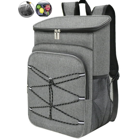 25 Cans Insulated Cooler Backpack,Leakproof Waterproof Soft Sided Cooler Bag for Lunch Travel Beach Camping Office,Gray