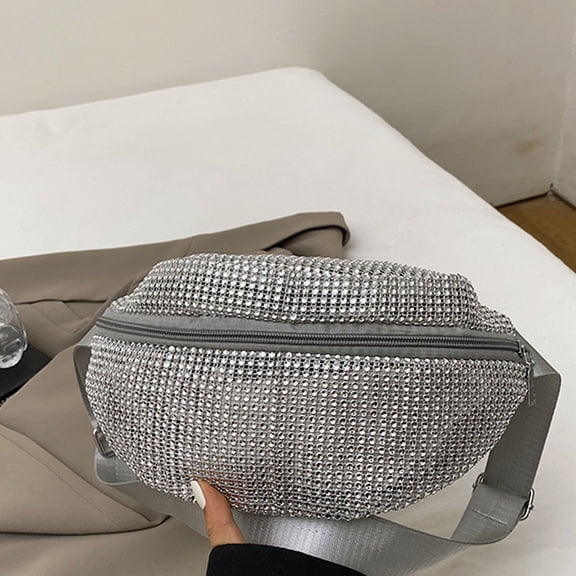 Rhinestones Decorated Waist Pack For Women Stylish Adjustable Waist Bag With Phone Pocket Casual Travel Essential