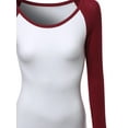 thumbnail image 3 of FashionOutfit Women's Color Contrast Scoop neck long Sleeve Baseball Tee, 3 of 3