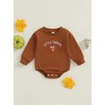 thumbnail image 2 of Suealasg Newborn Baby Boys Girls Thanksgiving Clothes 3 6 12 18 Months Infant Long Sleeve Letter Turkey Print Romper Bodysuits, 2 of 8