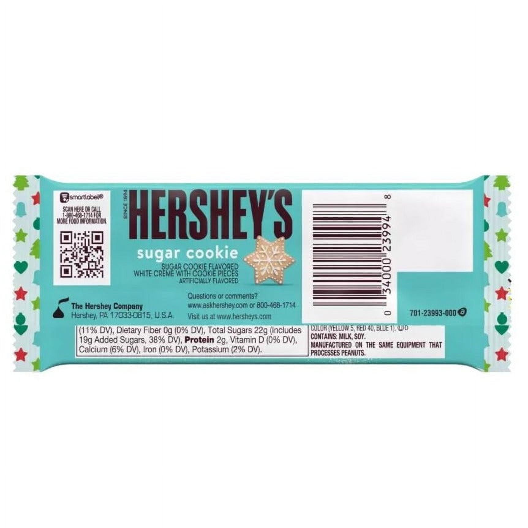 HERSHEY'S Sugar Cookie Flavored White Creme with Cookie Pieces Candy, Bulk Holiday, 1.55 oz Bars 24 Count (1 PACK)
