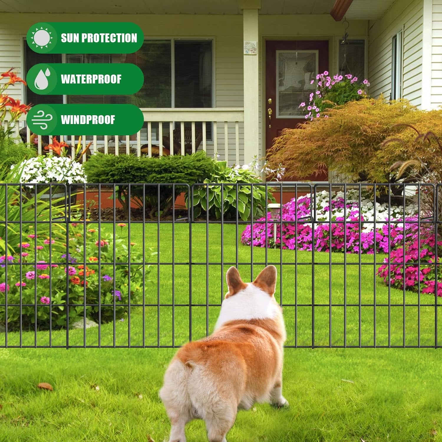 30 Pack Decorative Garden Fence Total 32.5ft (L) x 24in High 1.44" Gap Metal Wire Rustproof Small Animal Barrier Fence Easy Assembly Patio Yard Seedlings Protection Fencing Border Black