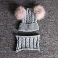 thumbnail image 4 of Windfall 2PCS Kids Cute Pom Pom Winter Beanie Hat and Scarf Set for Boys Girls Kids Knitted Fleece Lined Skull Scarf Set, 4 of 4