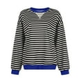 thumbnail image 4 of Women Striped Oversized Sweatshirt Crewneck Long Sleeve Shirts Hoodies 2025 Summer Fashion Pullover Top Y2K Outfits 01-Black M, 4 of 5