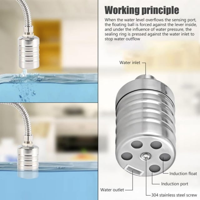 Cqxid Hardware Adapter Under $15 Faucets Float 1/2" To 3/4'' Water Control Float 304 Stainless Automatic Watershut Off Automatic Water Controller For Water Tank Pool Livestock Troughs