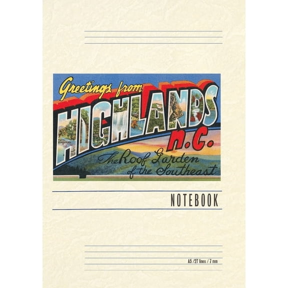 Vintage Lined Notebook Greetings from Highlands, (Paperback)