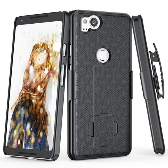 Case Combo Swivel Belt Clip Holster Cover w Kickstand Compatible With Google Pixel 2