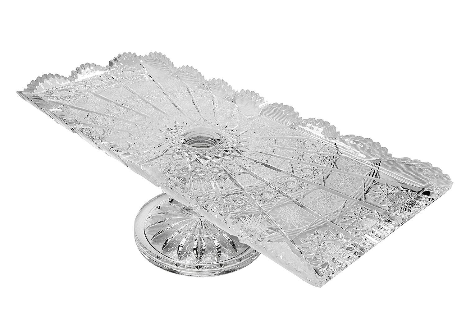 Bohemia Crystal Footed Plate, 16"L Rectangular Serving Fruit Appetizers