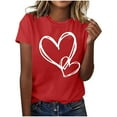 thumbnail image 5 of PNTUTB Valentine's Day Women's Print Fashion Versatile Casual Short Sleeve Crew Neck Loose Comfort T Shirts, 5 of 6