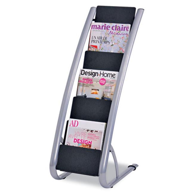 GBY Floor magazine rack A4 mobile rotating display stand Mobile brochure display stand large silver Free standing magazine rack 