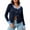 Dark blue, variant on Women's Cropped Cardigan Sweaters with Button Down Open Front Long Sleeve Fall Trendy Color Block Knit Coats