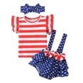 thumbnail image 2 of LNMQLPDBS Girls' Clothing Sets Independence Day Suits Red White and Blue Star Striped Printed Sleeveless Halter Tops + Denim Shorts 2pcs Outfits 2t Girl Clothes for 4thof July Summer Set, 2 of 6