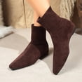 thumbnail image 4 of HAPIMO Women Ankle Boots Square Toe Flat Heel Rear Zipper Stretch Suede‑like Upper Footwear For Evening Dates And Urban Daily Outings Coffee 37, 4 of 9