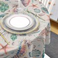 thumbnail image 4 of Coastal Nautical Round Tablecloth 60 Inch - Waterproof Fabric Table Cloth Protector, Summer Beach Starfish Coral Ocean Tablecloths Washable Table Cover for Kitchen Banquet Party, 4 of 6