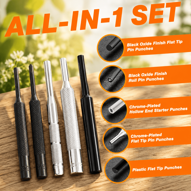 25-piece set hand tool punch kit with hammer and bench block - Walmart.com