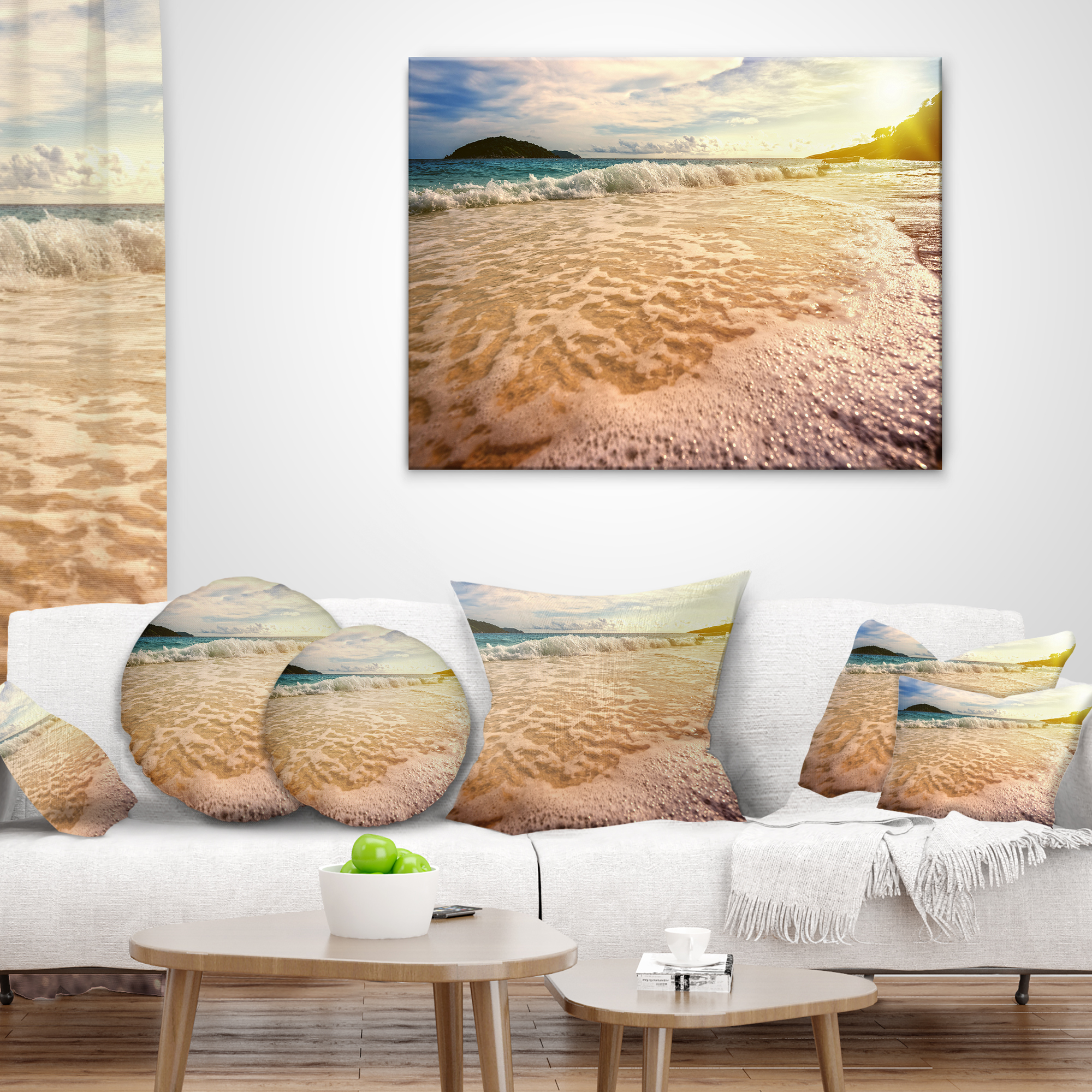 Designart Vintage Style Beach at Similan Park - Seashore Throw Pillow - 18x18