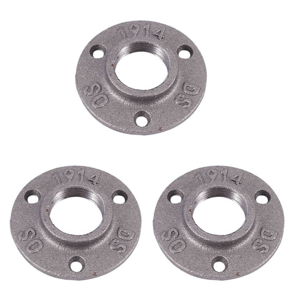 3X 1 Inches Malleable Cast Iron Pipe Flange, Industrial Pipe Flanges for Threaded Black Pipes and Fittings 1 Pcs