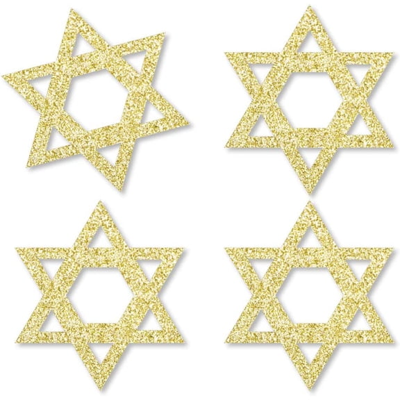 Gold Glitter Star of David - No-Mess Real Gold Glitter Cut-Outs - Hanukkah Confetti - Set of 120