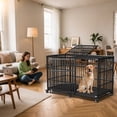 thumbnail image 6 of 64" Heavy Duty Dog Crate Indestructible Dog Pet Kennel Cage for Extra Large Giant XL XXL Breeds Double Doors Locakable Wheels High Anxiety Escape Proof Pet Dog Playpen, 6 of 7
