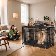 64 Heavy Duty Dog Crate Indestructible Dog Pet Kennel Cage for Extra Large Giant XL XXL Breeds Double Doors Locakable Wheels High Anxiety Escape Proof Pet Dog Playpen