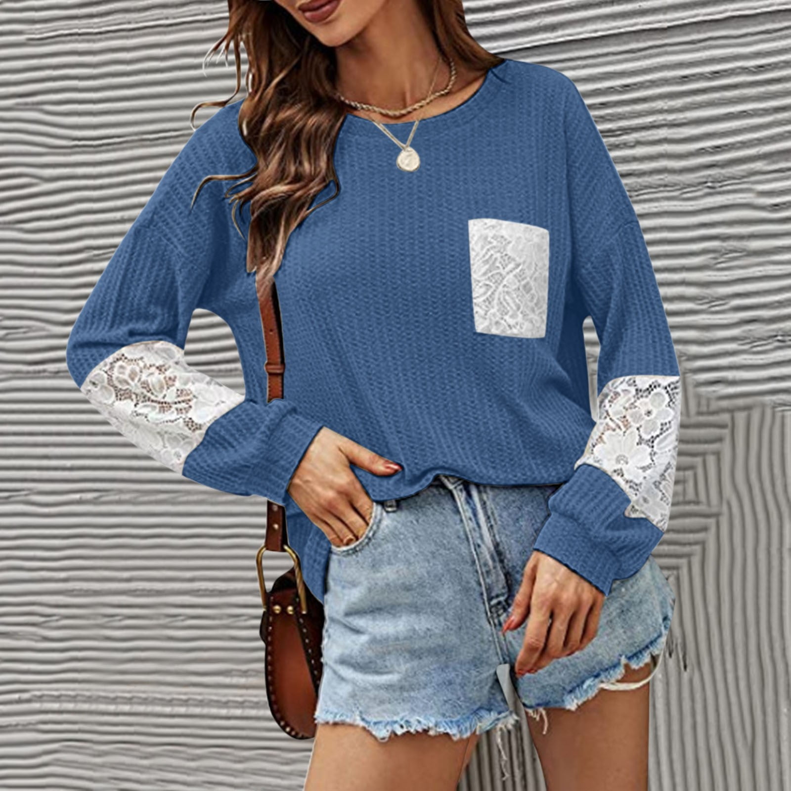 NKOOGH Shirt for Same Day Delivery Items Prime Elbow Tops for Women Women  Trendy Blouses Casual Loose Dandelion Printing Knit Tops Pullover Hollow  Out Lace Long Sleeve Shirts Tops 