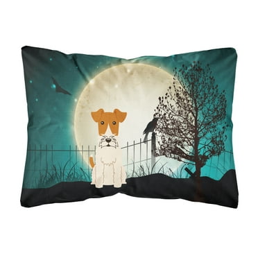 Halloween Scary Wire Fox Terrier Canvas Fabric Decorative Pillow