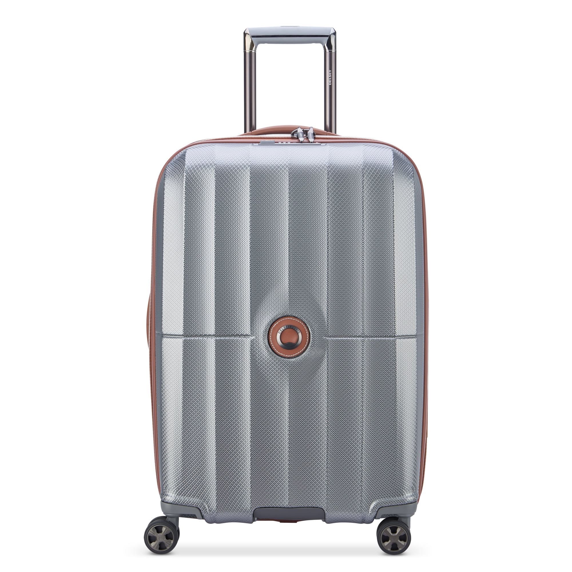 DELSEY PARIS Carrousel 24" Medium Checked Hardside Expandable Spinner Luggage, Platinum