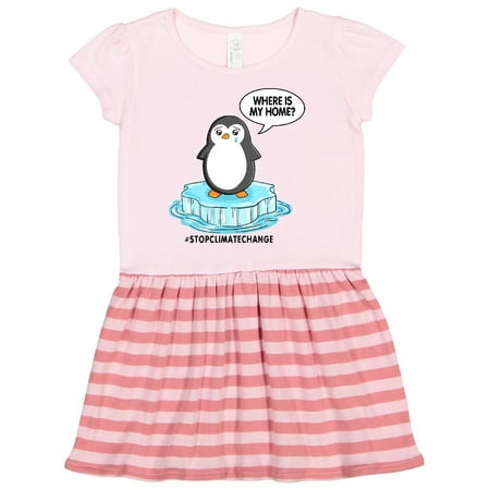 

Inktastic Stop Climate Change Where is My Home with Baby Penguin Gift Toddler Girl Dress