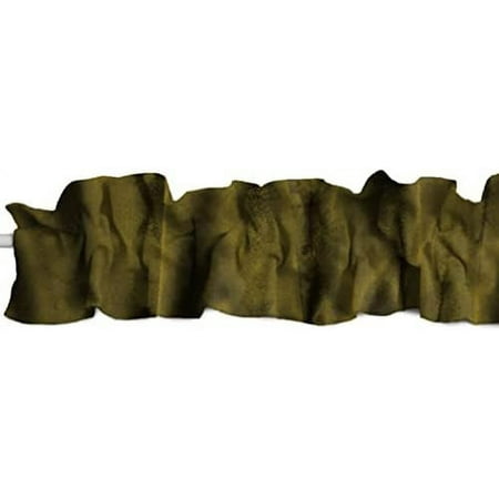 

shiny smooth solid curtain sleeve topper with top and bottom ruffles/home decor window (72 wide x 7 tall olive)