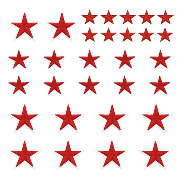 Uxcell Star Iron on Patches Embroidered Sew Patches 2.9/4.1/5.7x2.9/3.9/5.3cm Appliques Garment Embellishments for Clothing Repair Backpack Decoration Bright Red Pack of 30