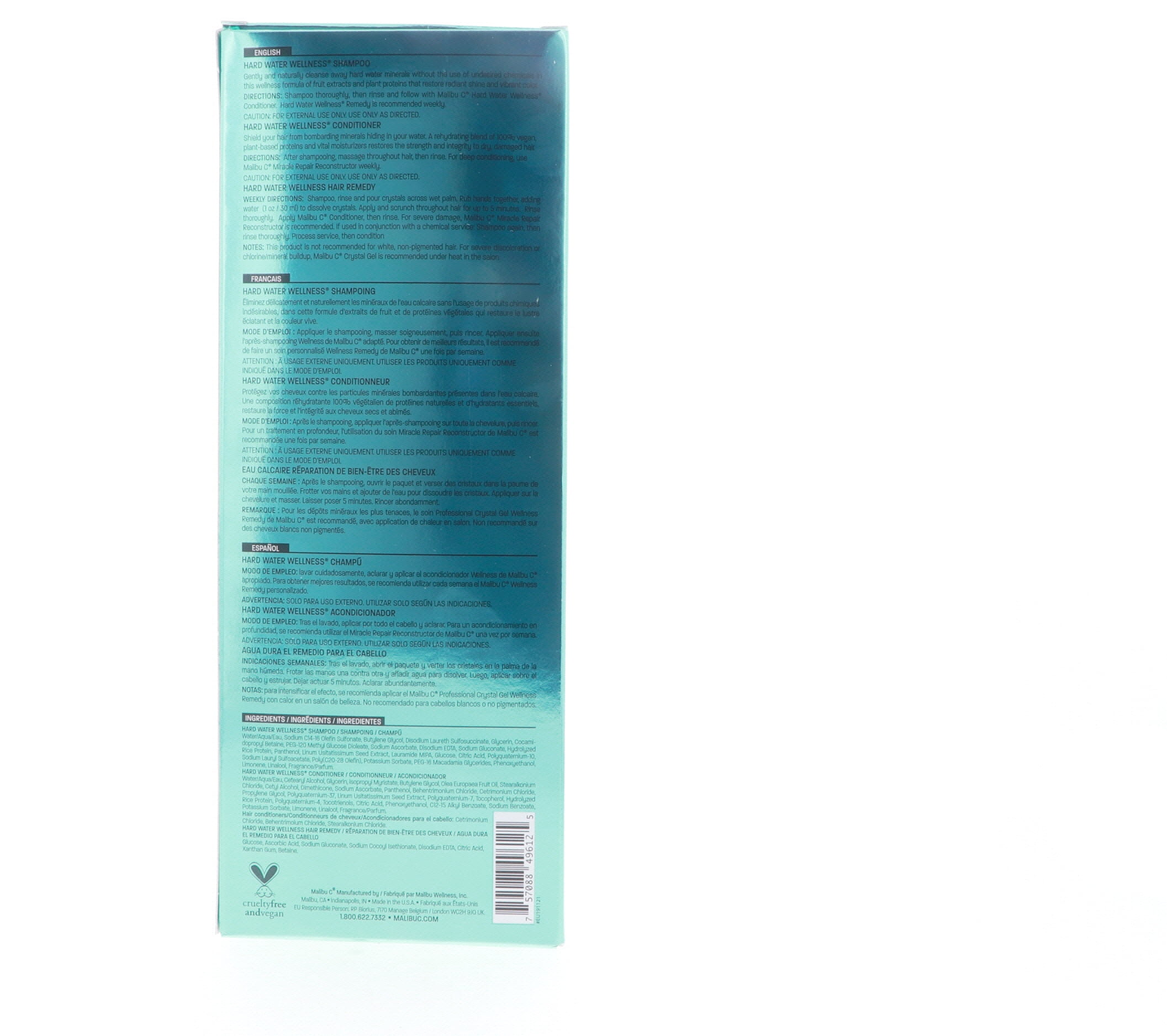 Malibu Hard Water Wellness Treatment Kit (Shampoo 9 oz, Conditioner 9 oz, Hair Remedy 4 x 0.17 oz)