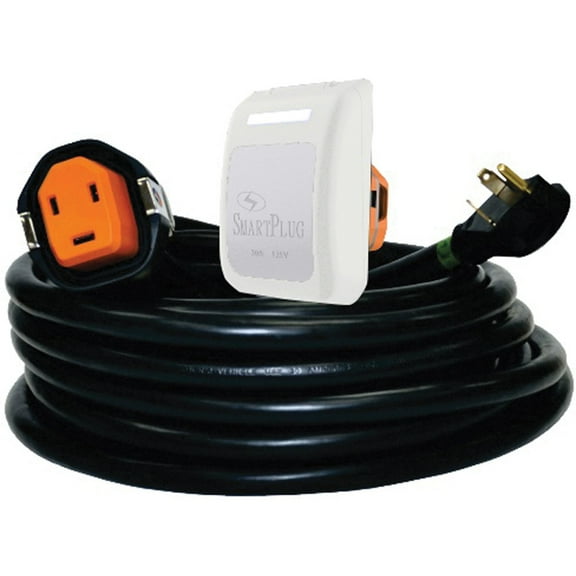 SmartPlug R3030BM30PW RV Power Cord with 30 Amp Non-Metallic Inlet - 30' Length, White Inlet