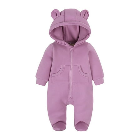 

Zhuashum Boys Romper Winter Round Neck Long Sleeve Jumpsuit Solid Color Daily Outfits Classic Onesies For Babies Purple 6-9 Months