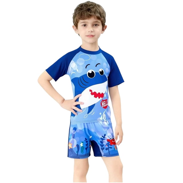 Swimsuit Shorts Set for Women Sun Protection Short Sleeve Rashguard 2 Pc Swimwear
