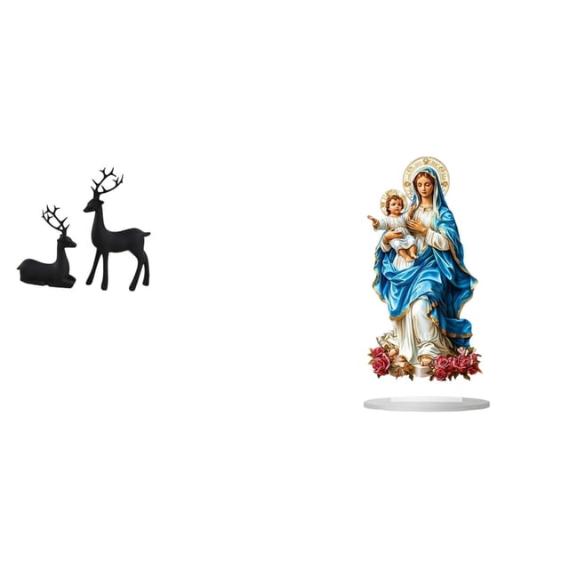 Estatua de reno,Estatua de reno negro,decoración del hogar,arte y artesanía,Figura de ciervo de resina coleccionable,regalo para balcón,Letrero de mesa,Decoración de escritorio acrílica