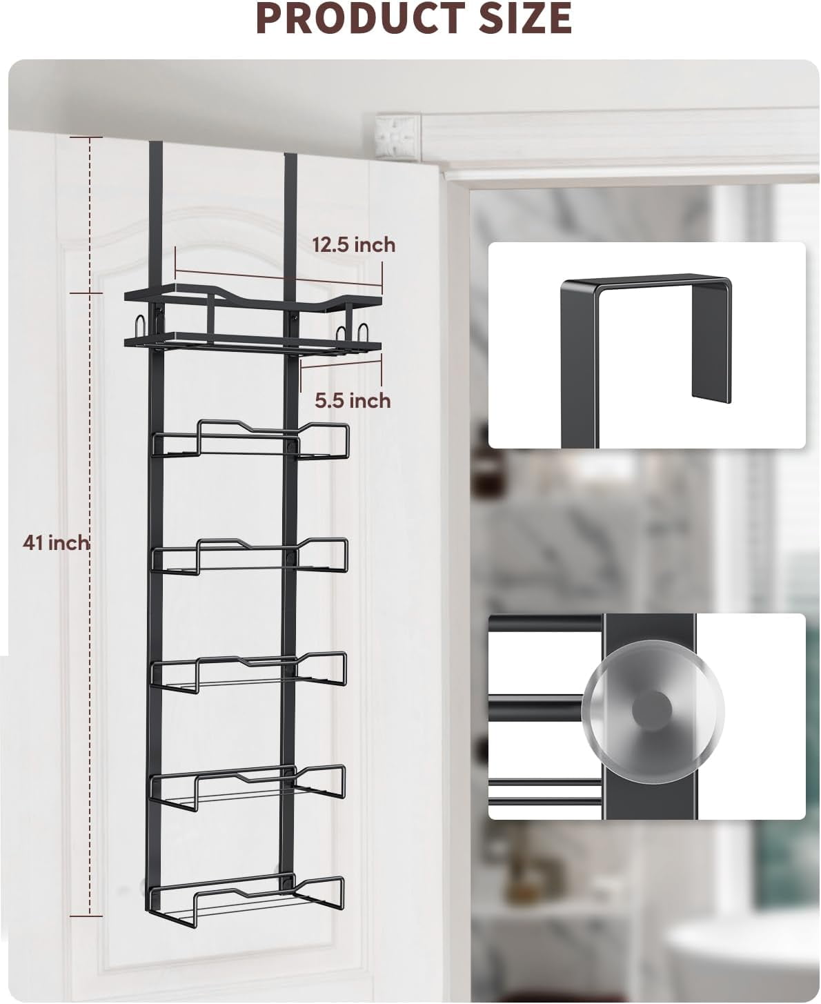 Hanging Towel Racks for Bathroom No Drill - 6-Tier Over The Door Bath Towel Storage Organizer for Small Bathrooms - Tiered Back of Door Towel Holder Hanger for Rolled Towels