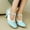 Blue, variant on Women's Wide Width Mary Jane Heels, Color Block T-Strap Brogue Pumps, Chunky Low Heel Casual Dress Shoes for All Seasons, Multi-Color